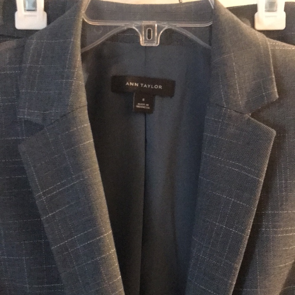 Ann Taylor Blue Gray, white pattern pin stripes. NEVER WORN